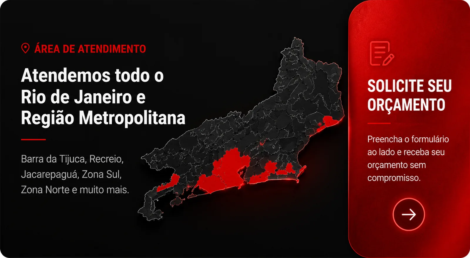 Área de atendimento RS Aquecedores no Rio de Janeiro